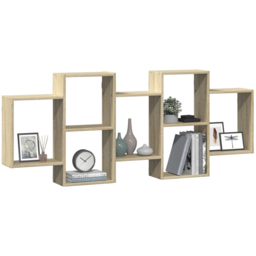 vidaXL 7 Shelf Sonoma Oak Floating Wall Shelf - Size: 65 x 18 x 159cm - Brown - Wilko - thumbnail 5