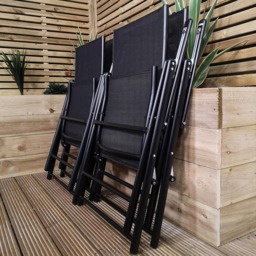 Samuel Alexander 4 Person Round Glass Top Garden Dining Set with Grey Banana Parasol and Base - Size: 4 Seater - Black - Wilko - thumbnail 7