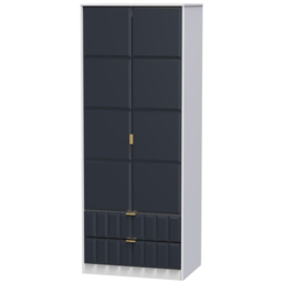 Crowndale Cube 2 Door 2 Drawer Matt Indigo and White Wardrobe Ready Assembled - Size: 2 Door, 2 Drawer - Blue - Wilko - thumbnail 3