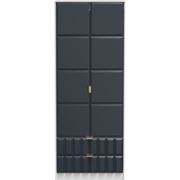 Crowndale Cube 2 Door 2 Drawer Matt Indigo and White Wardrobe Ready Assembled - Size: 2 Door, 2 Drawer - Blue - Wilko - thumbnail 4