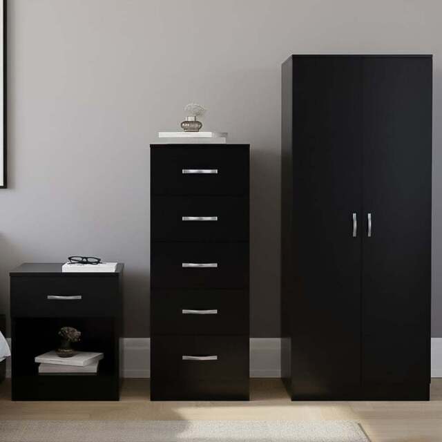Vida Designs Riano Black 3 Piece Bedroom Furniture Set - Wilko - image 1