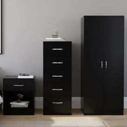 VIDA DESIGNS Riano Black 3 Piece Bedroom Furniture Set - Wilko