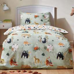 little furn. Wildlife Toddler Multi Animal Reversible Duvet Cover Set - Wilko - thumbnail 1
