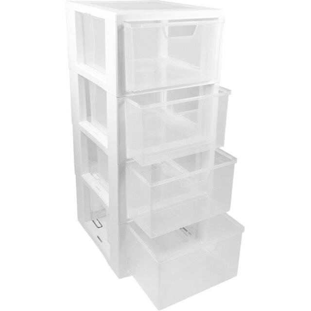 Tontarelli Linea 4 Drawer Tower White - Wilko - image 1