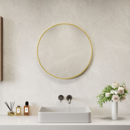 Neo Gold Metal Frame Anti-Rust Wall Mounted Round Mirror 40cm - Size: 40 x 40 x 2cm - Wilko - thumbnail 3