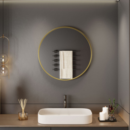 Neo Gold Metal Frame Anti-Rust Wall Mounted Round Mirror 40cm - Size: 40 x 40 x 2cm - Wilko - thumbnail 4