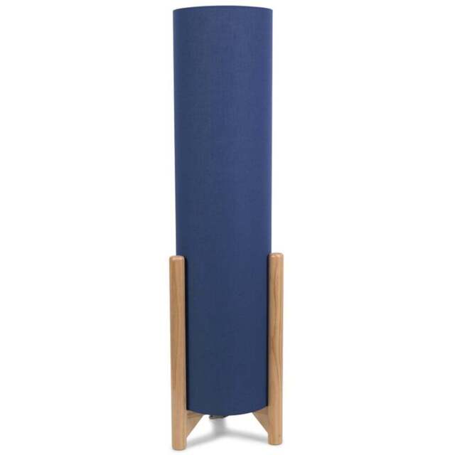 ValueLights Henry Tall Navy Fabric Shade Wooden Base Midi LED Floor Lamp - Size: 110 x 31 x 31cm - Blue - Wilko - image 1