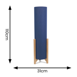 ValueLights Henry Tall Navy Fabric Shade Wooden Base Midi LED Floor Lamp - Size: 110 x 31 x 31cm - Blue - Wilko - thumbnail 5