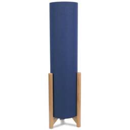 ValueLights Henry Tall Navy Fabric Shade Wooden Base Midi LED Floor Lamp - Size: 110 x 31 x 31cm - Blue - Wilko