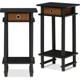 Walplus Single Bin Drawer Single Shelf Espresso Brown Turn-N-Tube Tall End Table Set of 2 - Size: 29.49 x 70.41 x 39.5cm - Black - Wilko - thumbnail 3