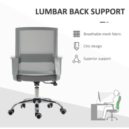 Portland Grey Mesh Swivel Office Desk Chair - Size: 58 x 58 x 104cm - Wilko - thumbnail 6