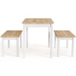 Living and Home 4 Seater White Wooden Dining Table and Bench Set - Brown - Wilko - thumbnail 3