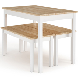 Living and Home 4 Seater White Wooden Dining Table and Bench Set - Brown - Wilko - thumbnail 5