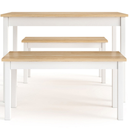 Living and Home 4 Seater White Wooden Dining Table and Bench Set - Brown - Wilko - thumbnail 6