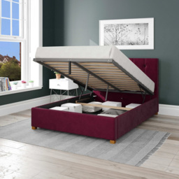Aspire Hepburn King Size Berry Plush Velvet Ottoman Bed - Purple - Aspire Beds - Wilko - thumbnail 3