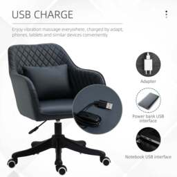 Portland Blue PU Leather Swivel Office Chair - Size: 57 x 70 x 86cm - Wilko - thumbnail 4
