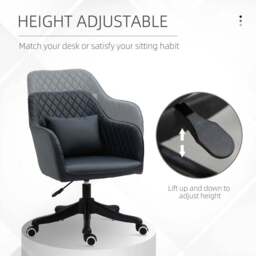 Portland Blue PU Leather Swivel Office Chair - Size: 57 x 70 x 86cm - Wilko - thumbnail 5