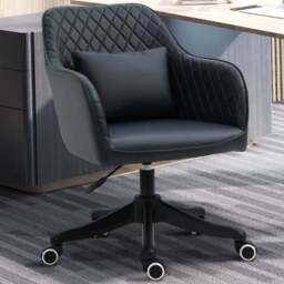 Portland Blue PU Leather Swivel Office Chair - Size: 57 x 70 x 86cm - Wilko - thumbnail 1
