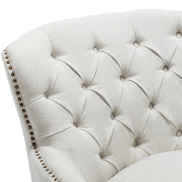 Living and Home Classic Button Back Linen Armchair - Size: Single - Cream - Wilko - thumbnail 4