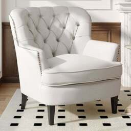 Living and Home Classic Button Back Linen Armchair - Size: Single - Cream - Wilko - thumbnail 1