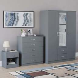 VIDA DESIGNS Riano Grey 3 Piece Bedroom Furniture Set - Wilko
