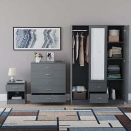 Vida Designs Riano Grey 3 Piece Bedroom Furniture Set - Wilko - thumbnail 4