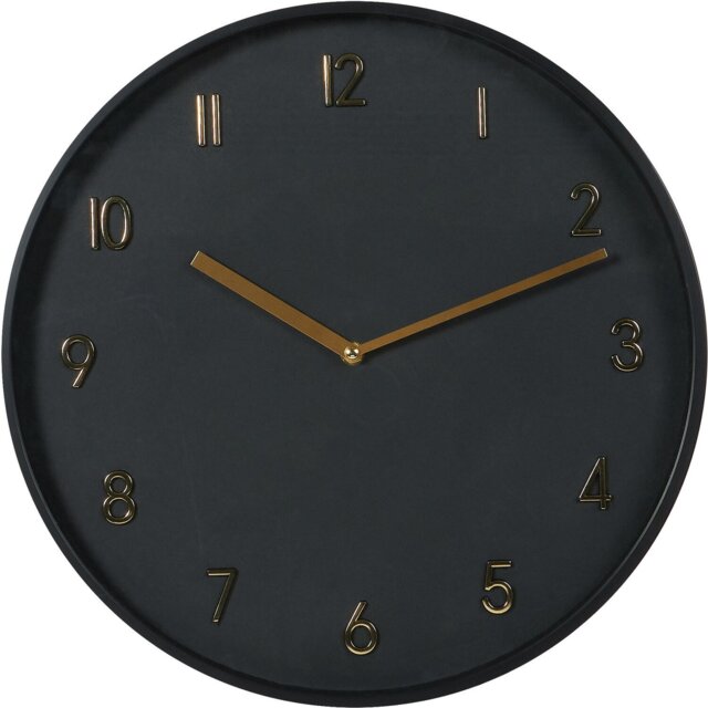 Black and Gold Wall Clock 40cm - Black - Wilko - image 1