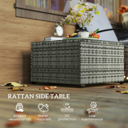 Outsunny Light Grey Rattan Outdoor Coffee Table - Size: 38 x 62 x 62cm - Wilko - thumbnail 6
