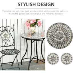 Outsunny 2 Seater Black Mosaic Tile Metal Bistro Set - Grey - Wilko - thumbnail 7