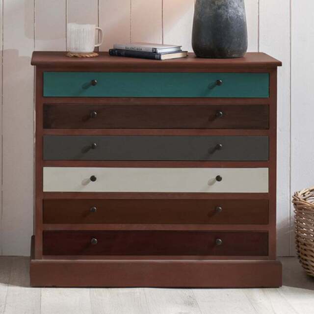 Pacific Lifestyle Loft 6 Drawer Multicolour Pine Wood Chest of Drawers - Wilko - image 1