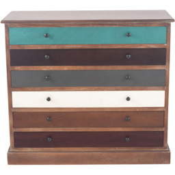 Pacific Lifestyle Loft 6 Drawer Multicolour Pine Wood Chest of Drawers - Wilko - thumbnail 4