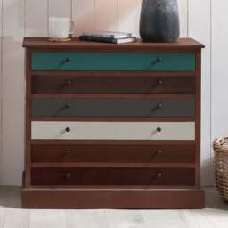 Pacific Lifestyle Loft 6 Drawer Multicolour Pine Wood Chest of Drawers - Wilko