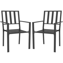 Outsunny Set of 2 Black Metal Slatted Patio Dining Chair - Size: 1 Seater - Wilko - thumbnail 3