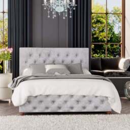 Laurence Llewelyn-Bowen Luna Double Silver Mirazzi Velvet Ottoman Bed - Wilko - thumbnail 1