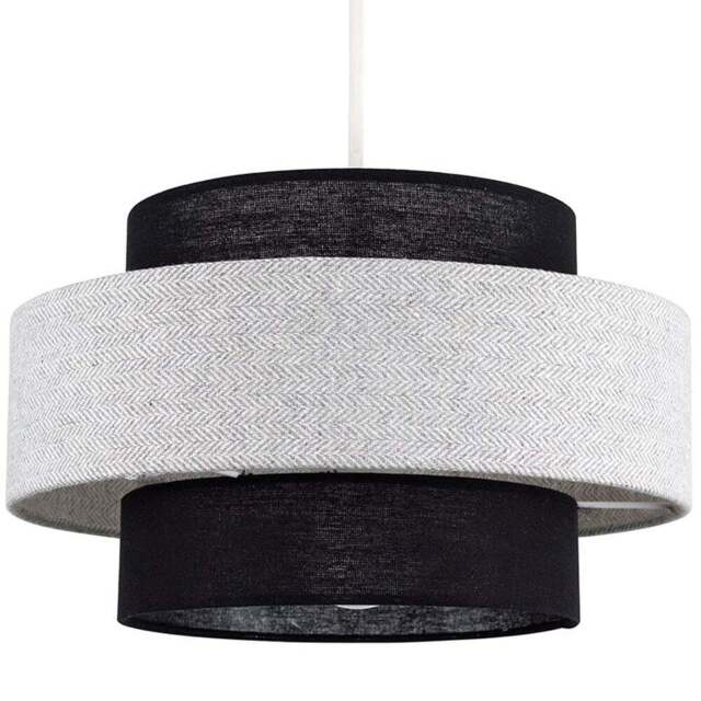 ValueLights Weaver Black and Grey Herringbone Ceiling Lamp Shade - Size: 30 x 17.5 x 30cm - Wilko - image 1