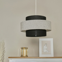 ValueLights Weaver Black and Grey Herringbone Ceiling Lamp Shade - Size: 30 x 17.5 x 30cm - Wilko - thumbnail 3