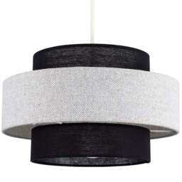ValueLights Weaver Black and Grey Herringbone Ceiling Lamp Shade - Size: 30 x 17.5 x 30cm - Wilko