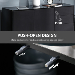 Portland 2 Door 2 Drawers Black High Gloss Sideboard Side Cabinet - Size: 117 x 36 x 74cm - Wilko - thumbnail 7