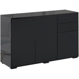 Portland 2 Door 2 Drawers Black High Gloss Sideboard Side Cabinet - Size: 117 x 36 x 74cm - Wilko - thumbnail 3