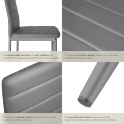 tectake Set of 6 Grey High Backrest Padded Dining Chair - Wilko - thumbnail 7