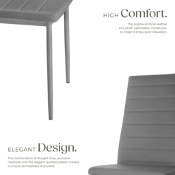 tectake Set of 6 Grey High Backrest Padded Dining Chair - Wilko - thumbnail 6