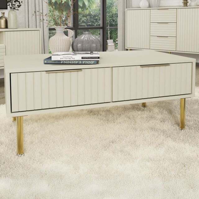 GFW Nervata Cream Coffee Table - Size: 36 x 48 x 88cm - Wilko - image 1