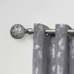 New Edge Blinds Mirrored 160-300cm Extendable Black Silk Eyelet Metal Curtain Pole Set - Wilko - thumbnail 3