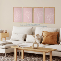 Wee Blue Coo Cream and Pastel Wildflower Outline Wall Art Print 30 x 41cm 4 Pack - Size: 40.5 x 30.5 x 0.3cm - Pink - Wilko - thumbnail 4
