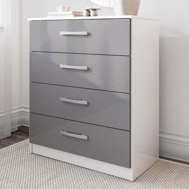 Lynx 4 Drawer White and Grey Chest of Drawers - Birlea - Wilko - image 1