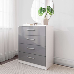 Lynx 4 Drawer White and Grey Chest of Drawers - Birlea - Wilko - thumbnail 4