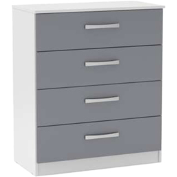 Lynx 4 Drawer White and Grey Chest of Drawers - Birlea - Wilko - thumbnail 3