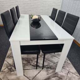 Kosy Koala 6 Seater Faux Leather Dining Set Black and White - White Black - Portland - Wilko