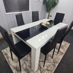 Kosy Koala 6 Seater Faux Leather Dining Set Black and White - White Black - Portland - Wilko - thumbnail 7