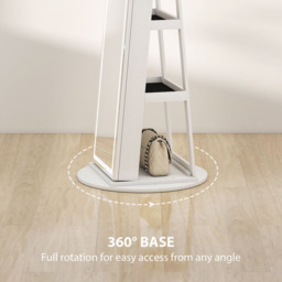 HOMCOM White Full Length Mirror 360° Swivel Jewellery Cabinet - Size: 21 x 44 x 166cm - Wilko - thumbnail 7